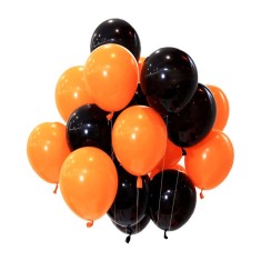 Set 10 baloane latex, Portocaliu/Negru, 30cm, Ropet