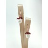 Cercei Argint 925 placat aur roz, perle baroc albe, granat briliant, 3.2cm. Handmade Italy