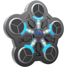 Jucarie de Boxat cu Muzica si Lumini, Cyrax, Manusi Incluse, Bluetooth, Incarcare USB, Aplicare cu Ventuze, 5 Tinte, 33x33x4.5 cm, 930 g, Negru