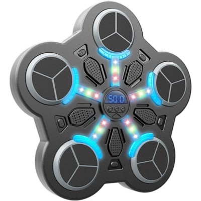 Jucarie de Boxat cu Muzica si Lumini, Cyrax, Manusi Incluse, Bluetooth, Incarcare USB, Aplicare cu Ventuze, 5 Tinte, 33x33x4.5 cm, 930 g, Negru foto