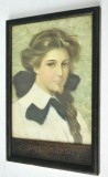 Fotoprint vechi &icirc;ncadrată Fata cu cireșe coapte Art Nouveau