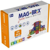 Set magnetic Magbrix Junior 24 piese patrate - compatibil cu caramizi de constructie tip Lego Duplo, Magblox