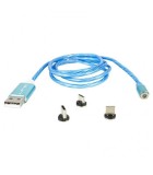 Cablu 1m 3in1 USB TYPE C iPhone Micro USB iluminat LED albastru