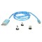 Cablu 1m 3in1 USB TYPE C iPhone Micro USB iluminat LED albastru