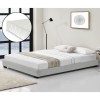 Corium&reg; Pat tapitat modern Bon cu saltea, 214 x 146 x 20,5 cm, MDF/imitatie piele/furnir/plastic/poliester, alb, pentru 2 persoane HausGarden Leisure, [Corium]