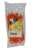 Set 100 buc colier cablu 140x3.6mm din plastic portocaliu Cobra 9137