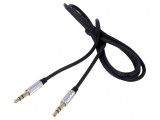Cablu Jack 3,5mm textil negru 1m mufe ambele părți