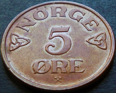 Moneda 5 ORE - NORVEGIA, anul 1955 *cod 4919 A - patina frumoasa foto