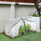 Outsunny Mini Seră pentru grădină și balcon din plastic PE și oțel cu &icirc;nchidere cu fermoar, 99x71x60 cm, de culoare alb transparent