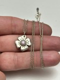 PANDANTIV + LANT lung ARGINT 925 - PANDORA - Floare cu Zirconia Roz - Original !