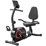 SPORTNOW Ergometru recumbent pentru acasă cu 8 trepte de rezistență reglabilă, fr&acirc;nă magnetică, APP, senzor de puls, afișaj LCD, curele pentru picioar