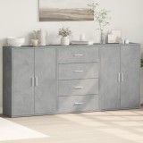 VidaXL Dulapuri, 3 buc., gri beton, 60x31x84 cm, lemn prelucrat 3276577