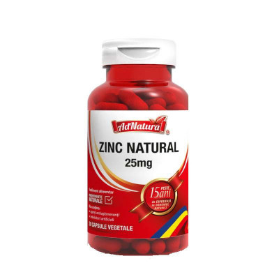 Zinc Natural 25 miligrame 30 capsule Adserv foto