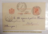 Romania 1904 - C.P. circulata BUCURESTI-STUTTGARD