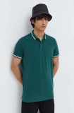 Hollister Co. tricou polo barbati, culoarea verde, neted