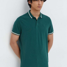 Hollister Co. tricou polo barbati, culoarea verde, neted