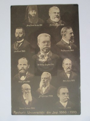 Rara! Iasi:Rectorii Universitatii din Jasi 1860-1910,carte pos.necirculata foto