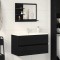 Gossi oglinda de baie stejar negru 60x10,5x45 cm lemn prelucrat
