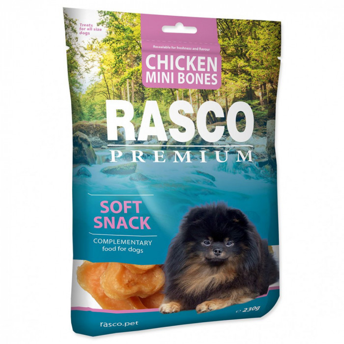 Rasco Premium Gustare moale pe bază de pui cu oase Mini 230 g