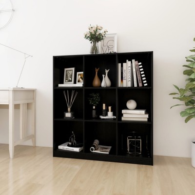 vidaXL Bibliotecă/Separator cameră negru 104x33,5x110cm lemn masiv pin foto