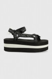 Cumpara ieftin Karl Lagerfeld sandale VELOCITA HI WEDGE femei, culoarea negru, cu platformă KL82900