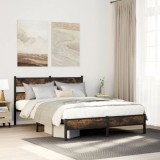 VidaXL Cadru pat fără saltea stejar fumuriu, 90x200 cm, lemn prelucrat