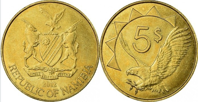 Namibia 2012 - 5 dollars, circulata