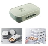 Cutie Depozitare Oua Frigider, Plastic, 32x21x8 cm, Gri/Crem, Economisire Spatiu, Tip Sertar