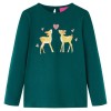 Tricou de copii cu m&acirc;neci lungi verde &icirc;nchis 116, vidaXL