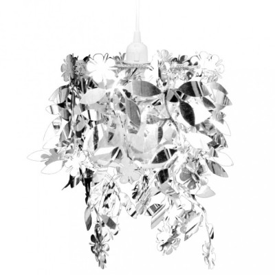 Lampă tip candelabru, cu frunze strălucitoare, 21,5 x 30 cm, argintiu foto