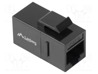 Cuplor RJ45 LANBERG Cat 6 negru, 8p8c, din ambele părți, soclu Keystone, pentru PoE foto