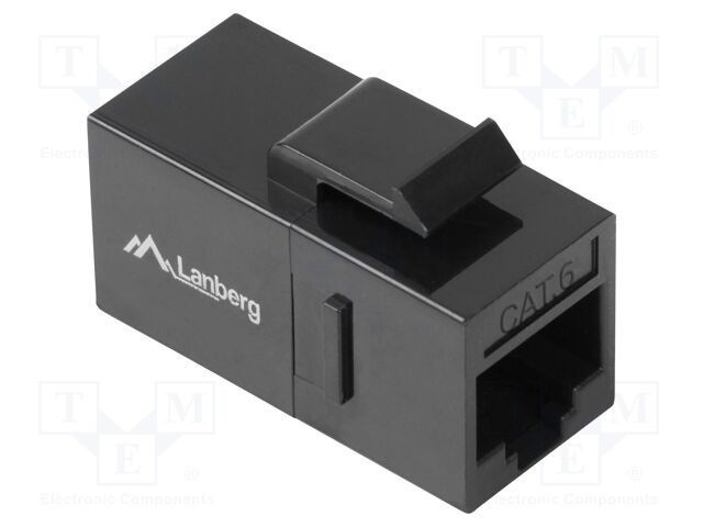 Cuplor RJ45 LANBERG Cat 6 negru, 8p8c, din ambele părți, soclu Keystone, pentru PoE