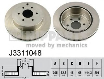 Disc frana NISSAN NAVARA platou / sasiu (D40) (2008 - 2016) NIPPARTS J3311048