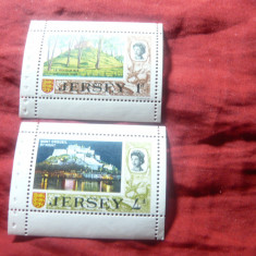 2 Timbre Jersey 1969 - Regina Elisabeta II , motive locale , stema , val. 1si 4p