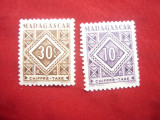 2 Timbre Madagascar , colonie fr., Taxe 1947, Nestampilat
