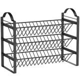 HOMCOM Suport pentru Condimente de Bucătărie cu 3 Nivele, Organizator Salvaspațiu cu Rafturi &Icirc;nclinate din Metal, Montaj Ușor, Negru | Aosom Romania