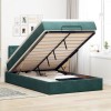 VidaXL Pat otoman cu saltea și LED-uri, verde &icirc;nchis 120x190cm catifea 3312755