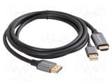 Cablu LANBERG DisplayPort la HDMI și USB A, 1,8m, negru, High Speed, 4K UHD