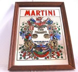 TABLOU VINTAGE PE OGLINDA RECLAMA MARTINI ANII 70 33 CM