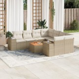 Gossi set canapele de gradina, 9 piese, cu perne, bej, poliratan