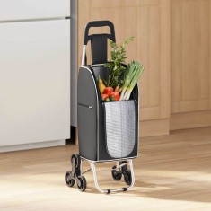 vidaXL Carucior de cumpărături Negru 39.5 x 36 x 92.5 cm Tafeta Oxford