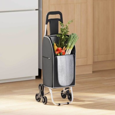 Carucior de cumpărături cu sistem de urcare scări, negru, 38 L foto