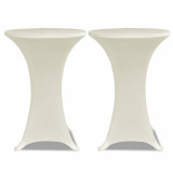 Husa de masa cu picior &Oslash;60 cm, 2 buc., crem, elastic