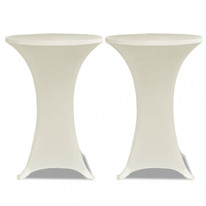 Husa de masa cu picior &Oslash;60 cm, 2 buc., crem, elastic
