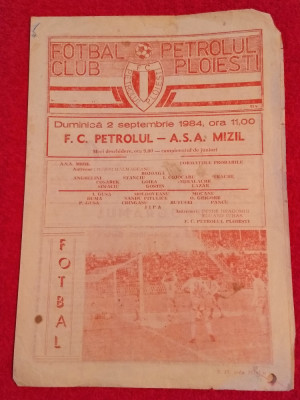 Program meci fotbal PETROLUL PLOIESTI - ASA MIZIL (02.09.1984) foto