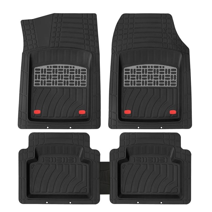 Set Covorase Auto Universale Tip Tavita JOKER, PVC, ajustabile, negru cu ornament cromat, 5 bucati
