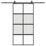 Cumpara ieftin Usa glisanta cu set de feronerie neagra sticla securizata