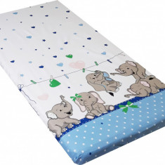 Lenjerie patut 120x60 cm cu 4 piese Nichiduta Funny Elephants Blue