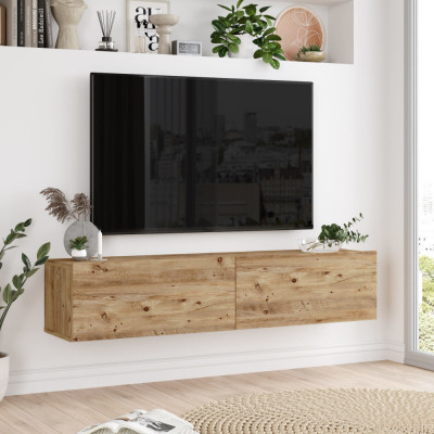 Comoda TV Lapinlahti 29,5x140x31,5cm pal stejar rustic [en.casa] HausGarden Leisure foto