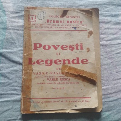 ✅ ANTICARIAT BUCUREȘTI * POVEȘTI ȘI LEGENDE DE VASILE PAVLOV-LUNGU cu o prefață de VASILE ROȘCA 1939 CARTE FOARTE RARĂ foto